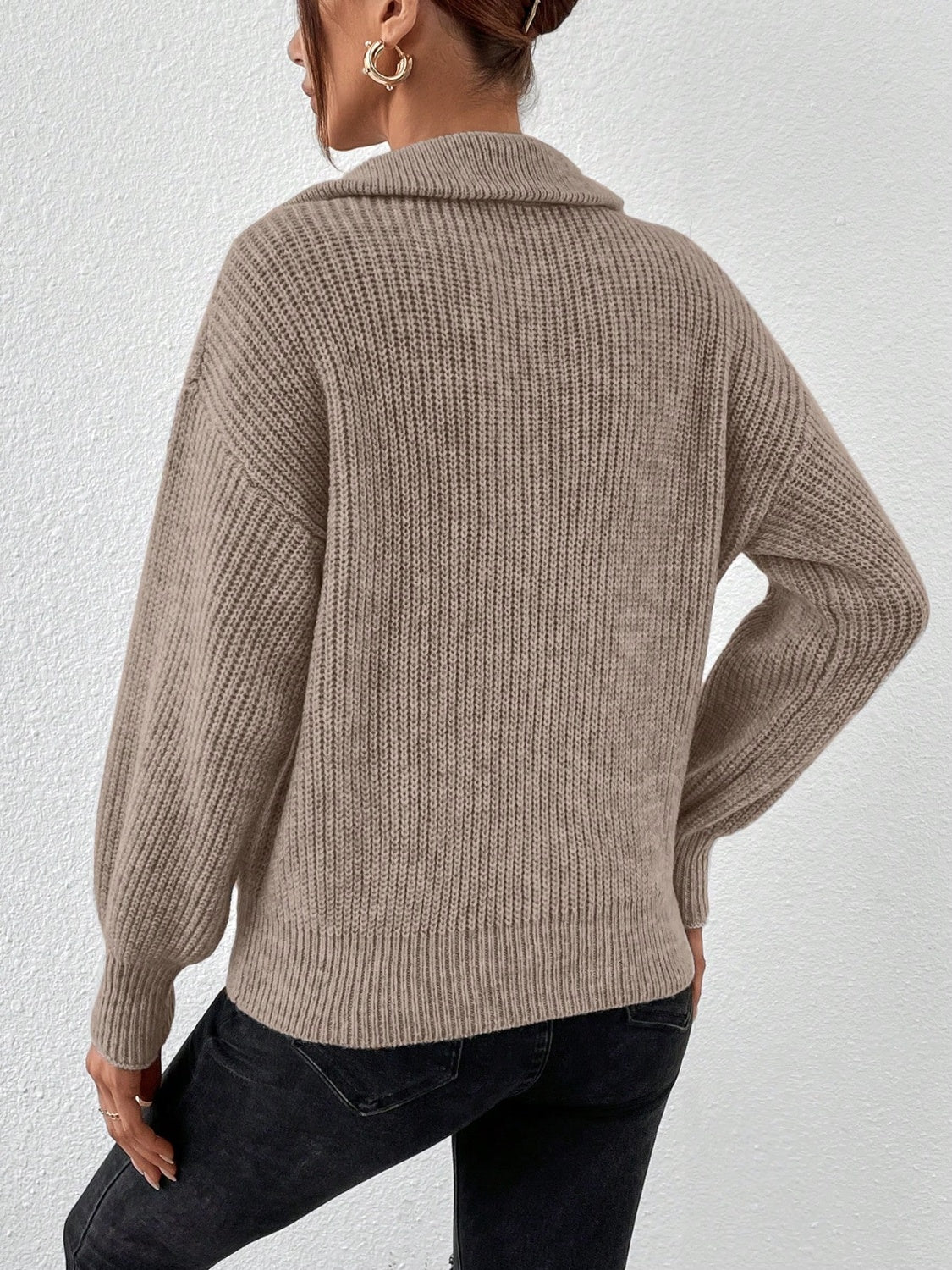 Honey Half Zip Dropped Shoulder Sweater