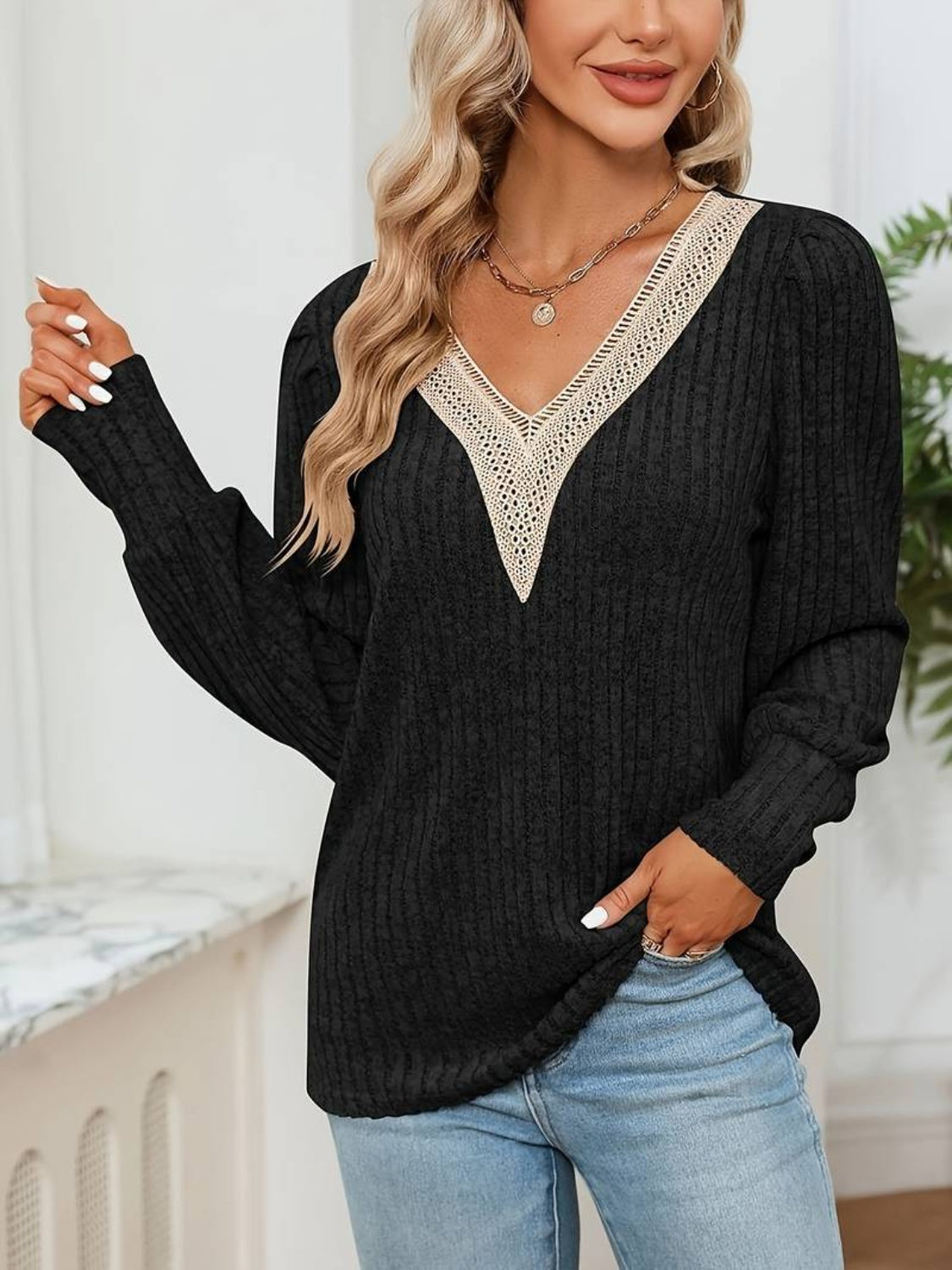 V-Neck Long Sleeve T-Shirt